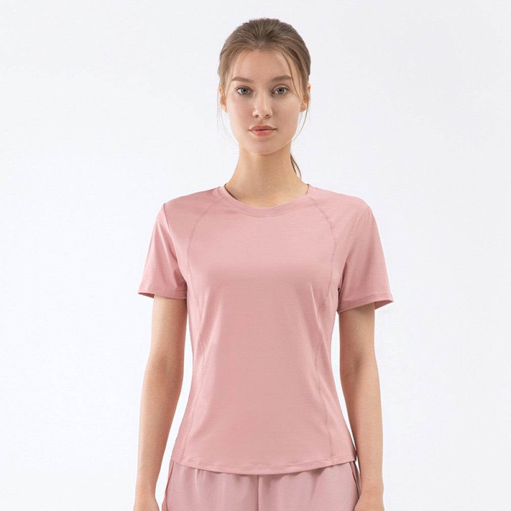 yoyo meat Kısa Kollu Spor T-Shirt Transparan Sırt İnce ve Nefes Alan Doku