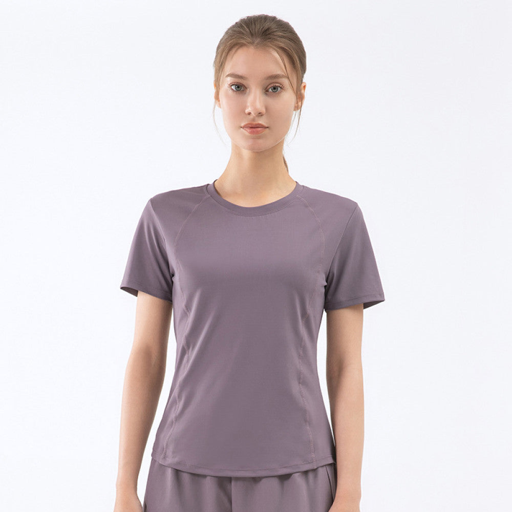 yoyo meat Kısa Kollu Spor T-Shirt Transparan Sırt İnce ve Nefes Alan Doku