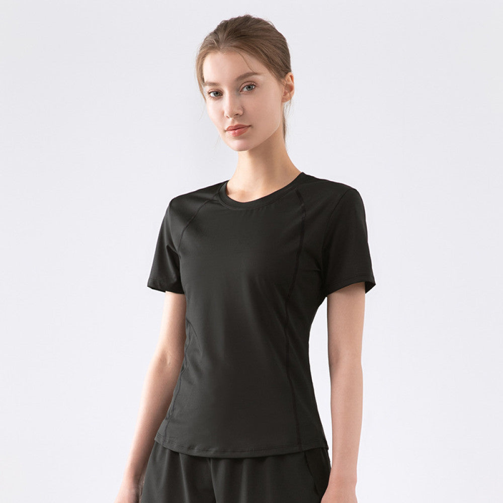 yoyo meat Kısa Kollu Spor T-Shirt Transparan Sırt İnce ve Nefes Alan Doku