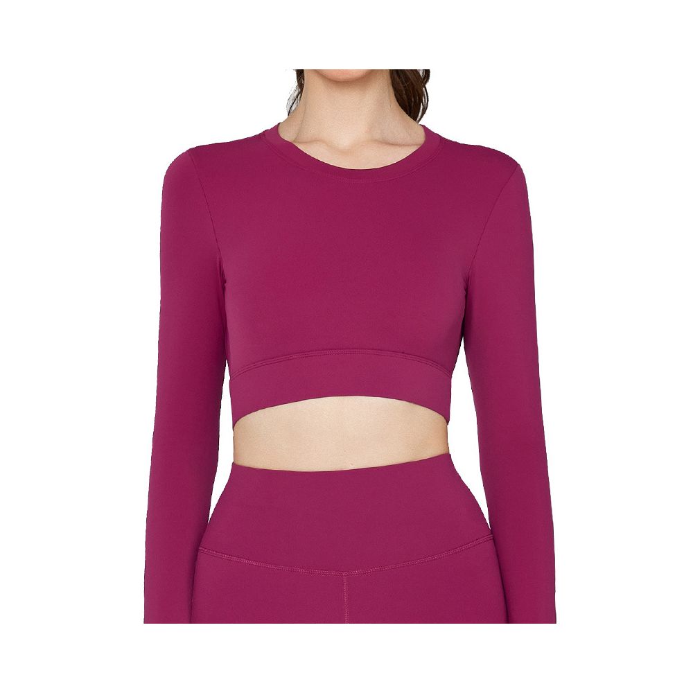 Fitness tops for women water drop half fixed cup tights hollowed out back long sleeves yoga clothes slimming and slimming sports t shirt image 5