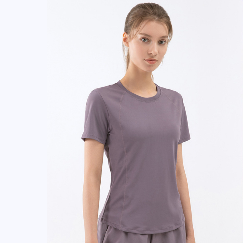 yoyo meat Kısa Kollu Spor T-Shirt Transparan Sırt İnce ve Nefes Alan Doku