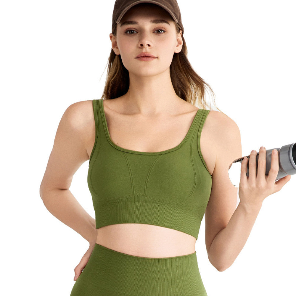 High intensity sports bra for women one piece woven seamless running vest with chest pad fashionable and versatile yoga bra image 5