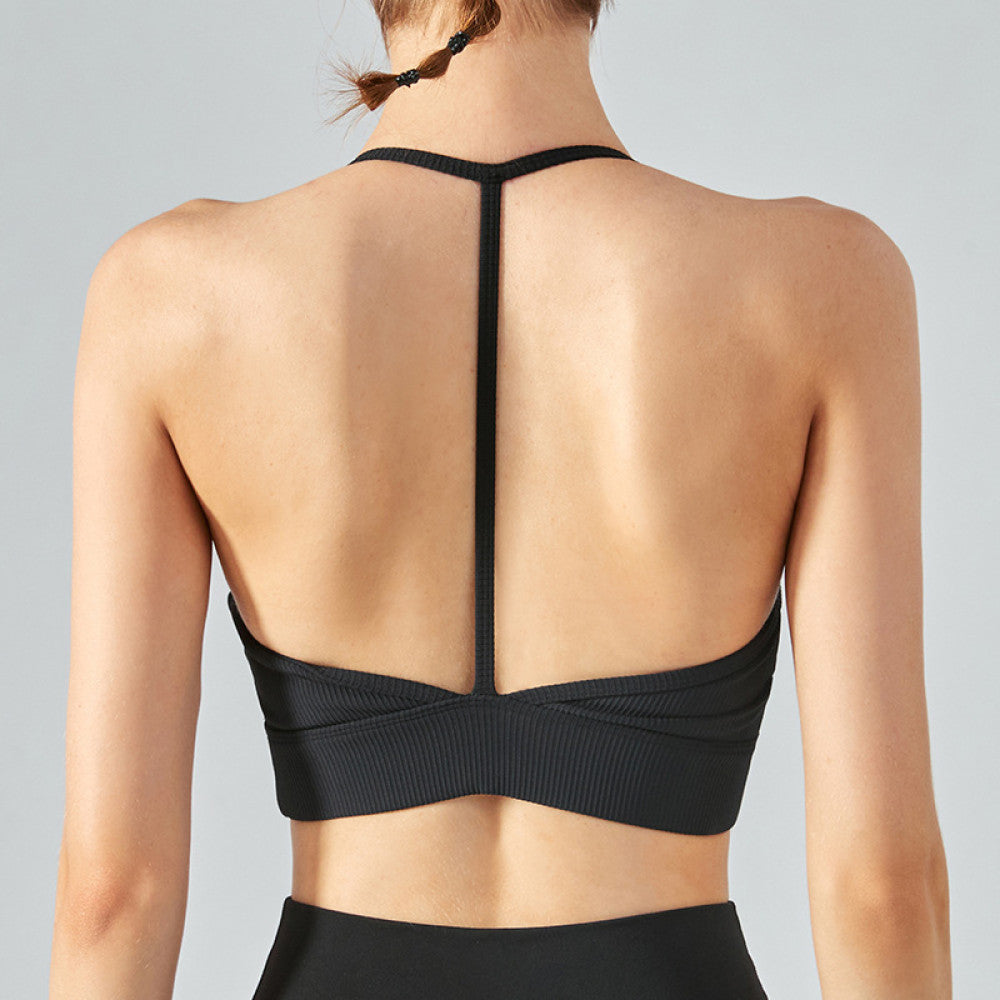 Ningbo Calorie halterneck sports bra women s yoga vest with chest pad fitness clothes top beautiful back bra summer image 4
