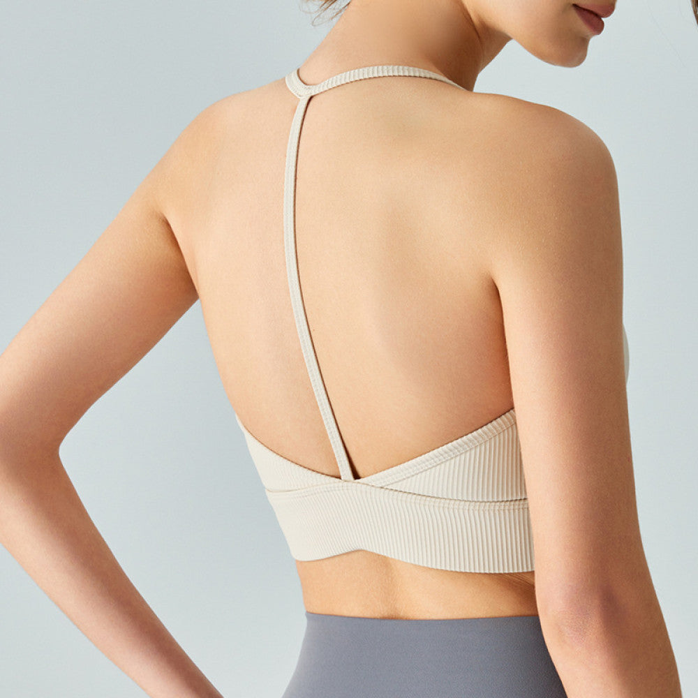 Ningbo Calorie halterneck sports bra women s yoga vest with chest pad fitness clothes top beautiful back bra summer image 5