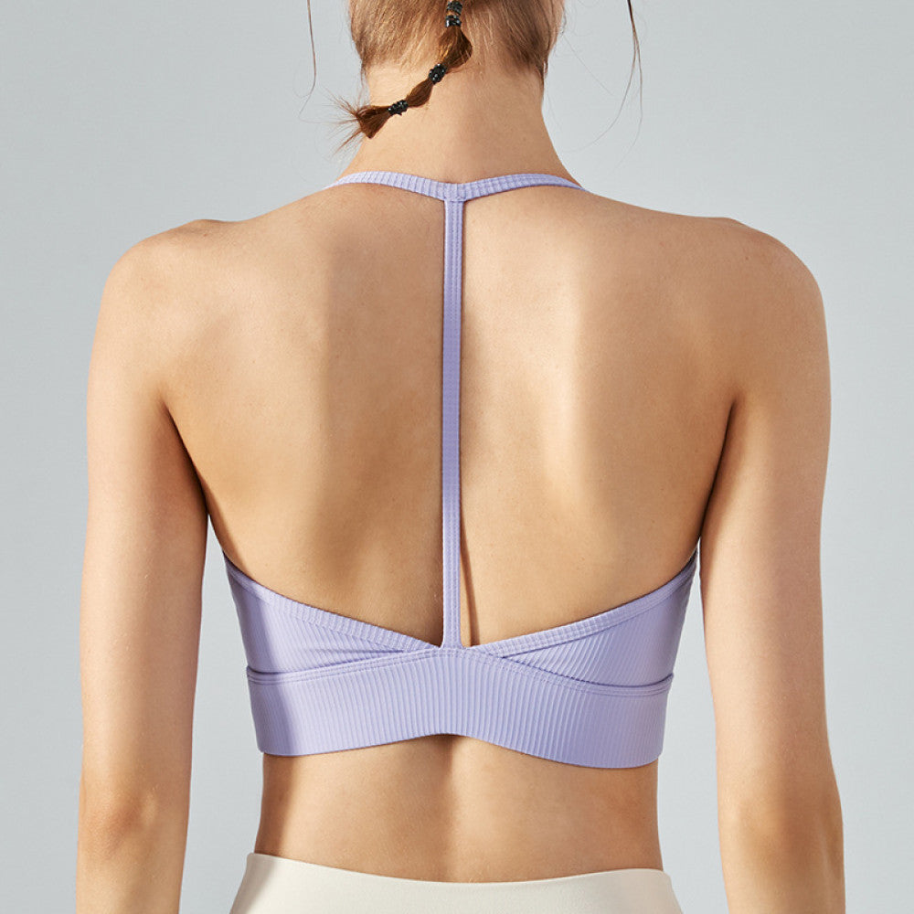 Ningbo Calorie halterneck sports bra women s yoga vest with chest pad fitness clothes top beautiful back bra summer image 8