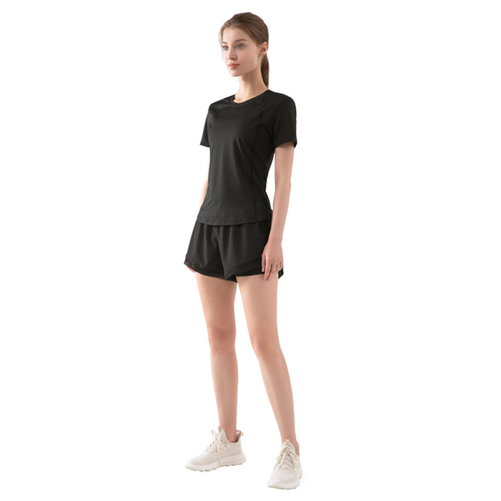 Summer new sports short sleeved T shirt women s lightweight mesh breathable running training fitness clothes slim yoga tops image 5