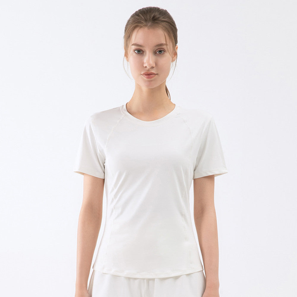 yoyo meat Kısa Kollu Spor T-Shirt Transparan Sırt İnce ve Nefes Alan Doku