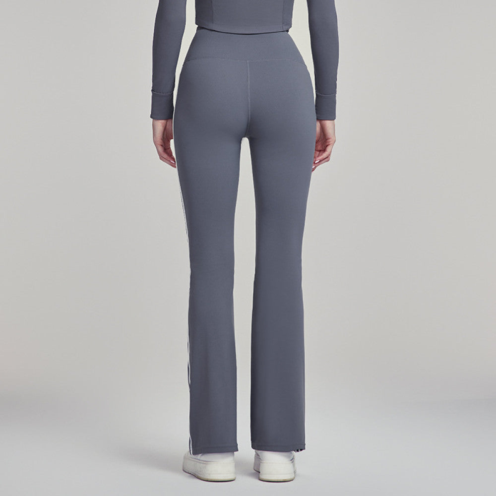 Striped slim fit yoga flared pants autumn and winter high waist beautiful buttocks casual fitness trousers elastic tights slightly flared wide leg pants image 2