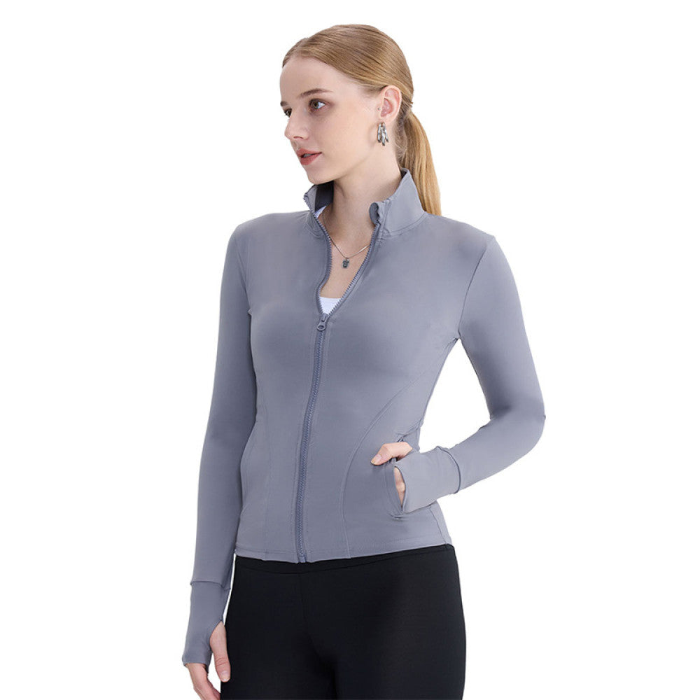 2025 autumn and winter new lulu yoga clothing jacket women s European and American zipper pocket sports top running fitness cardigan image 5