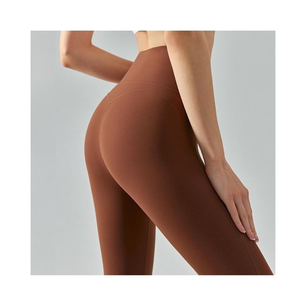 High strength composite waist yoga pants peach hip lifting and tummy control fitness pants high waisted cloud feeling ultra thin tight sports pants image 14