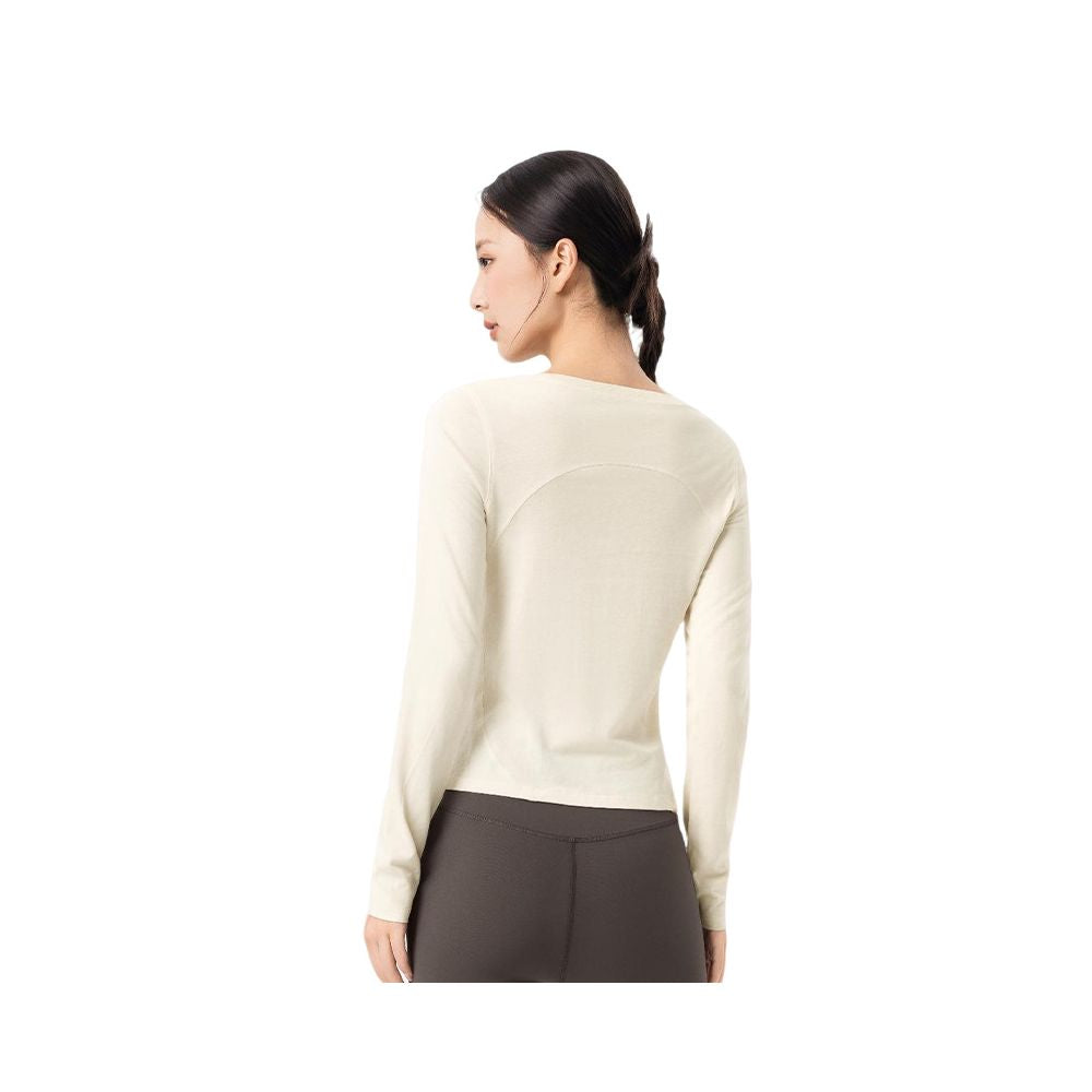 Slim fit yoga tops for women outdoor sports breathable running t shirts Pilates slimming round neck fitness clothes long sleeves image 5