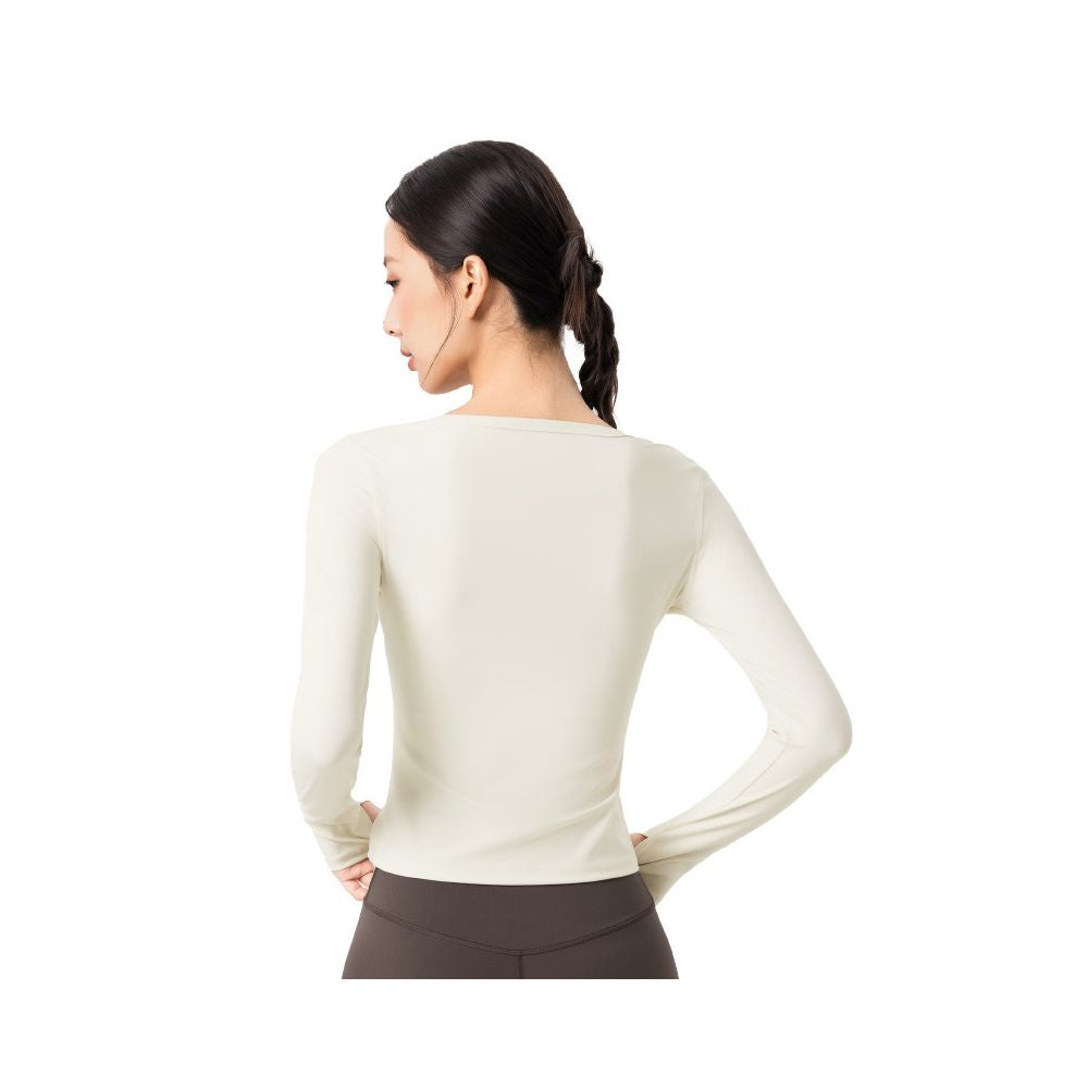 Women s Yoga Jacket Outdoor Nude Slim Fit Sports Long Sleeve V Neck Running Aerobics Zipper Fitness Top image 5