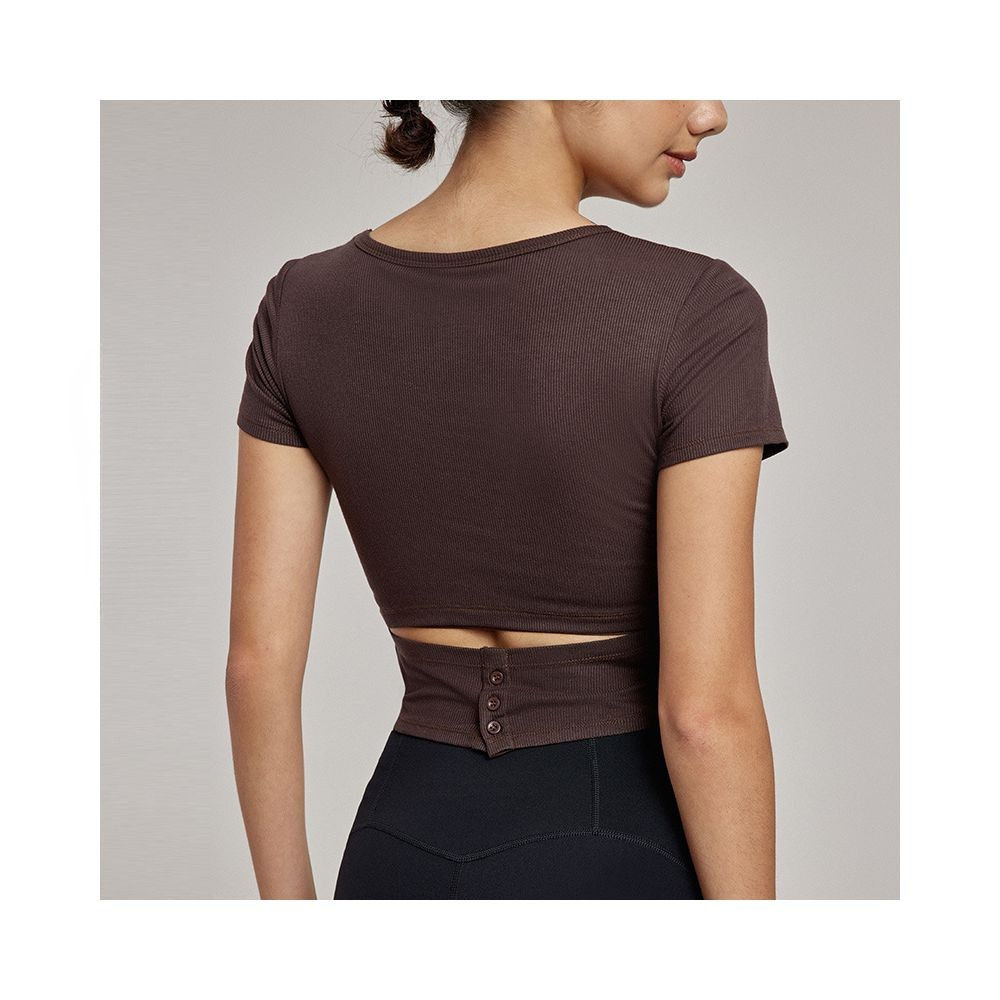 Yoyo Meat Slim Bel Düğmeli Spor Tişört