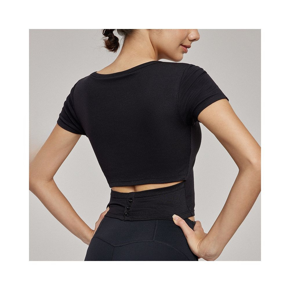 Yoyo Meat Slim Bel Düğmeli Spor Tişört