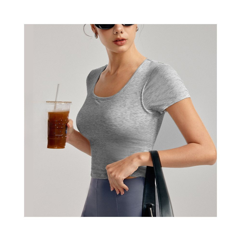 Yoyo Meat Slim Bel Düğmeli Spor Tişört