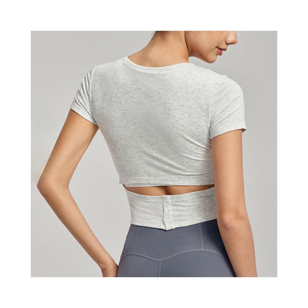 Yoyo Meat Slim Bel Düğmeli Spor Tişört