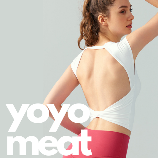 yoyo meat Nude-Soft Yuvarlak Yakalı Sırt Dekolteli Spor T-shirt