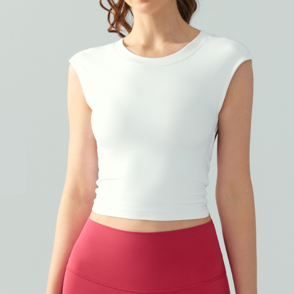 yoyo meat Nude-Soft Yuvarlak Yakalı Sırt Dekolteli Spor T-shirt