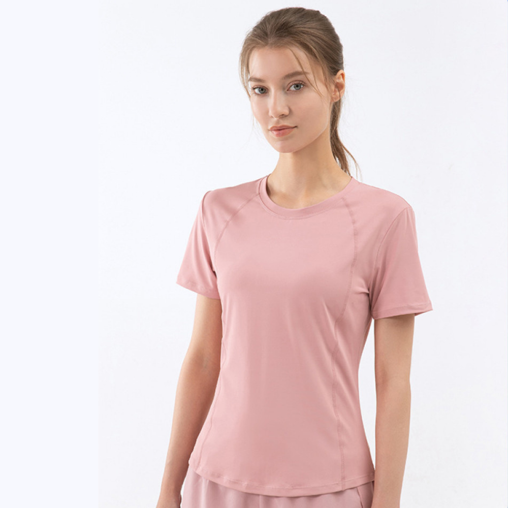 yoyo meat Kısa Kollu Spor T-Shirt Transparan Sırt İnce ve Nefes Alan Doku