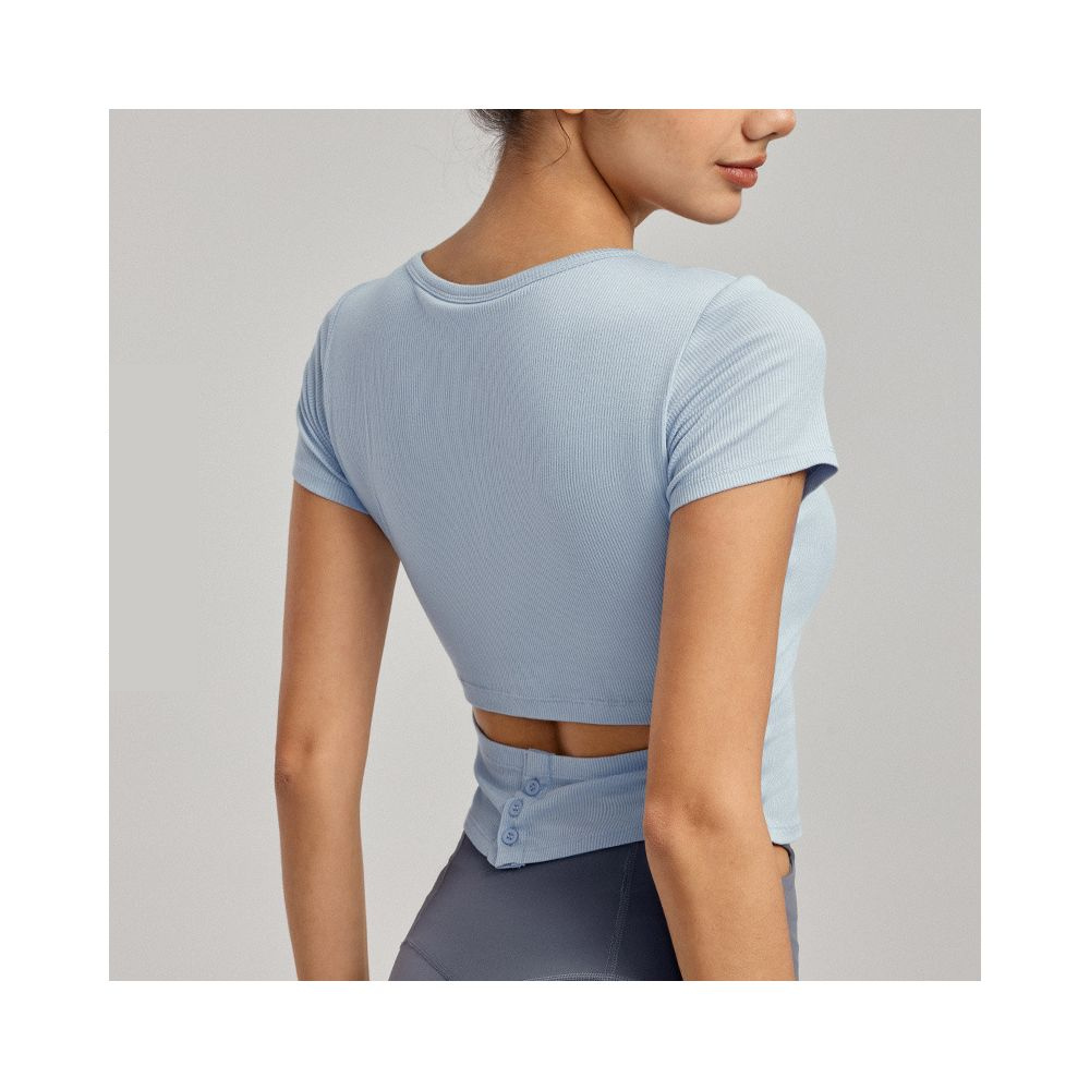 Yoyo Meat Slim Bel Düğmeli Spor Tişört