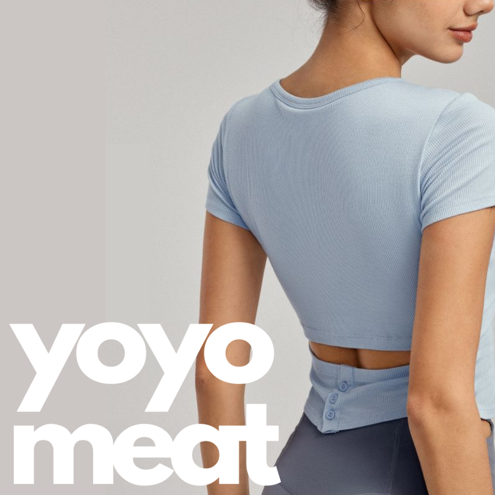 Yoyo Meat Slim Bel Düğmeli Spor Tişört