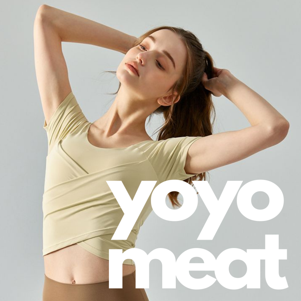 Yoyo Meat Kadın Çapraz Pileli Spor Tişört