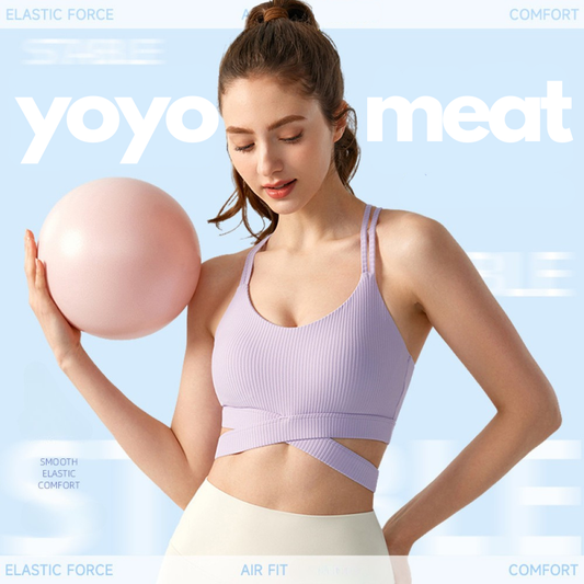 yoyo meat Elastik Bra Çift Askılı Çapraz Sırt Dekolteli Nefes Alabilen İnce Kesim
